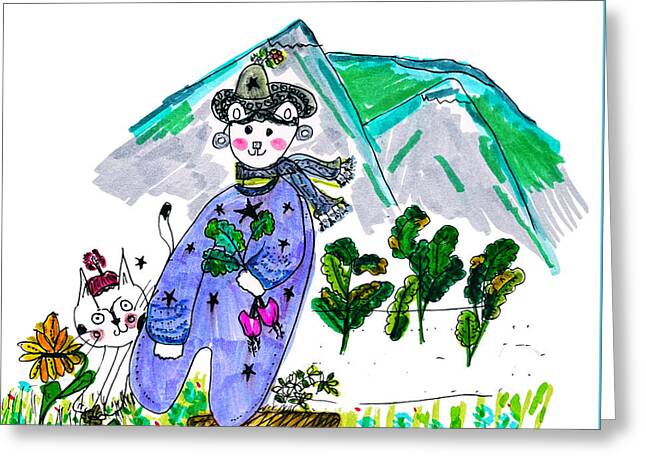 Mountain Garden Bear - Greeting Card